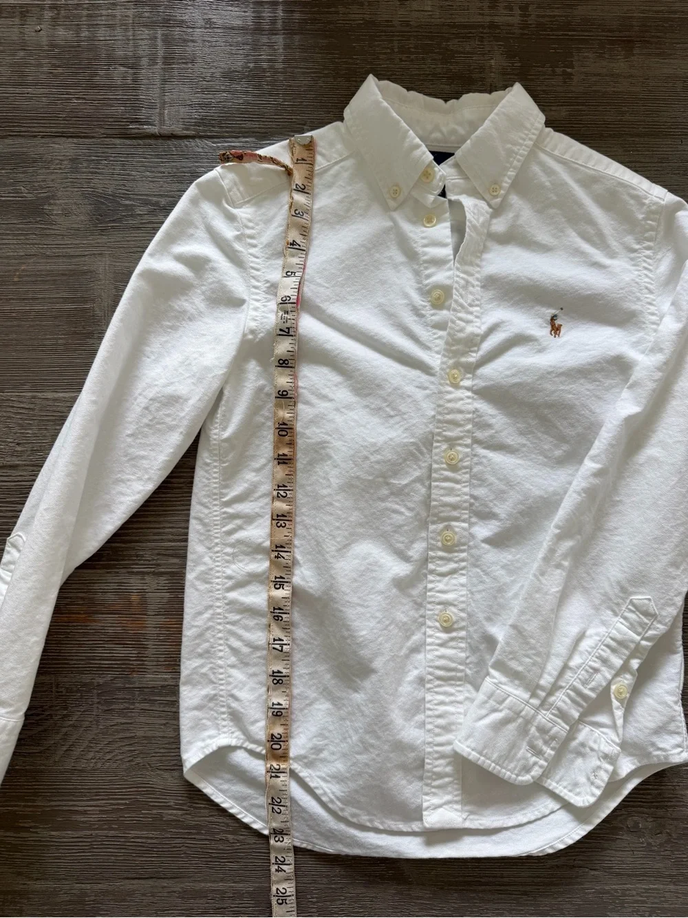 Ralph Lauren White Long-Sleeve Button-Down Shirt with Pony Logo